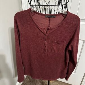 PrAna Women's Milani Henley Shirt - Burgundy - Size XS